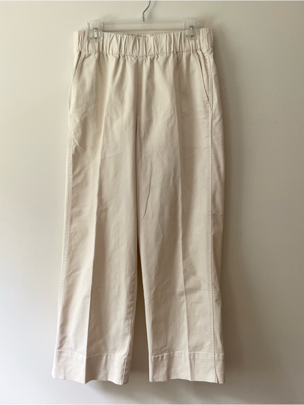 J. Crew Wide-Leg Pull-On Chino Pants Medium Cotton Light Neutral Khaki